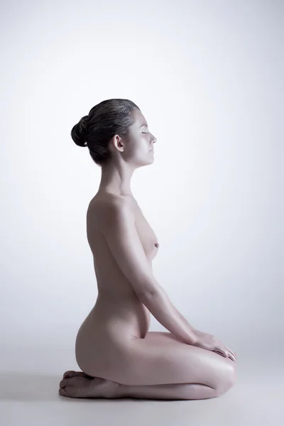 Yan görünümü parıldayan ile çıplak kadın cilt — Stok fotoğraf