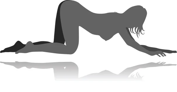 Silueta de mujer desnuda aislada en blanco — Vector de stock