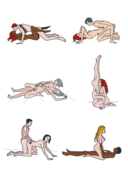 Sexo posiciones siluetas conjunto — Archivo Imágenes Vectoriales
