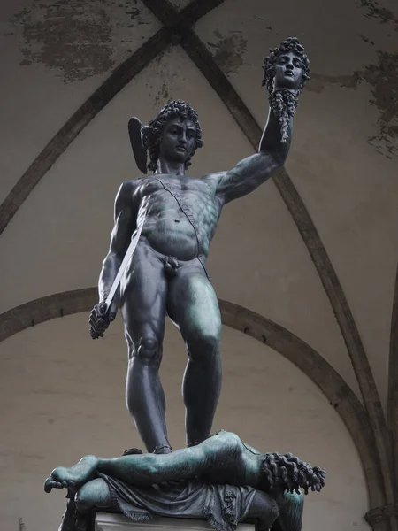 Detalle Estatua Bronce Perseus Cellini Florencia — Foto de Stock