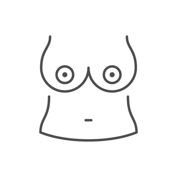 Woman Breast Line Outline Icon Isolated White Vector Illustration — Vetor de Stock